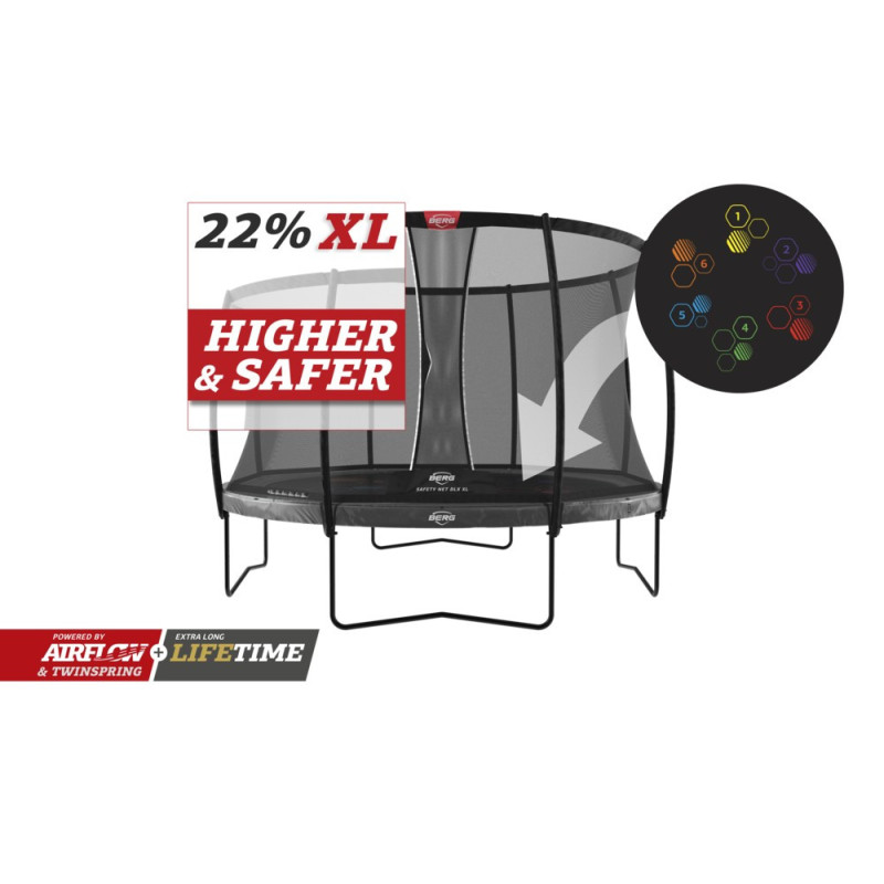 Trampolína BERG Elite Regular 430 Grey Levels + ochranná síť DLX XL Trampolína BERG Elite Regular 430 Grey Levels + ochranná síť DLX XL