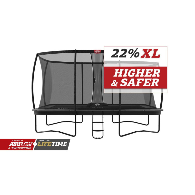 Trampolína BERG Ultim Champion Regular 410 Grey + ochranná síť DLX XL Trampolína BERG Ultim Champion Regular 410 Grey + ochranná síť DLX XL